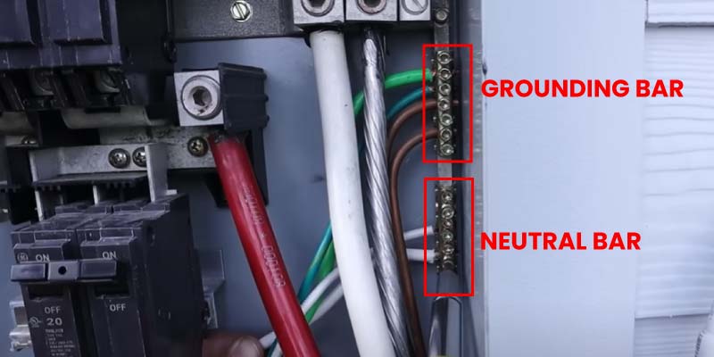 Grounding and neutral bar of the main electrical panel