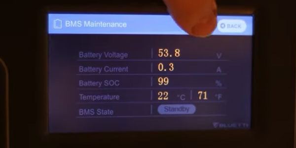 Touchscreen Display Information of the Bluetti AC200P