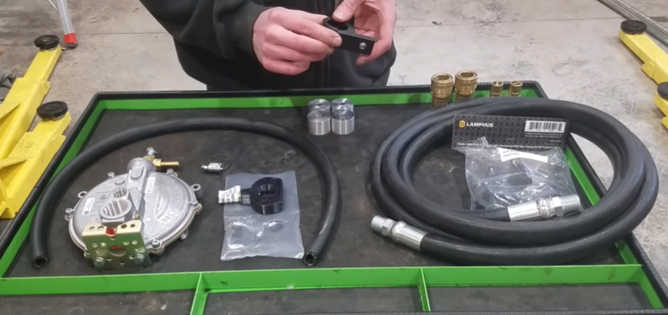 Conversion kit, joints and gas hose